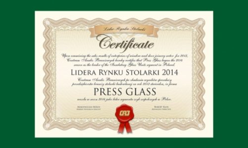 PRESS GLASS Liderem Rynku Stolarki 2014
